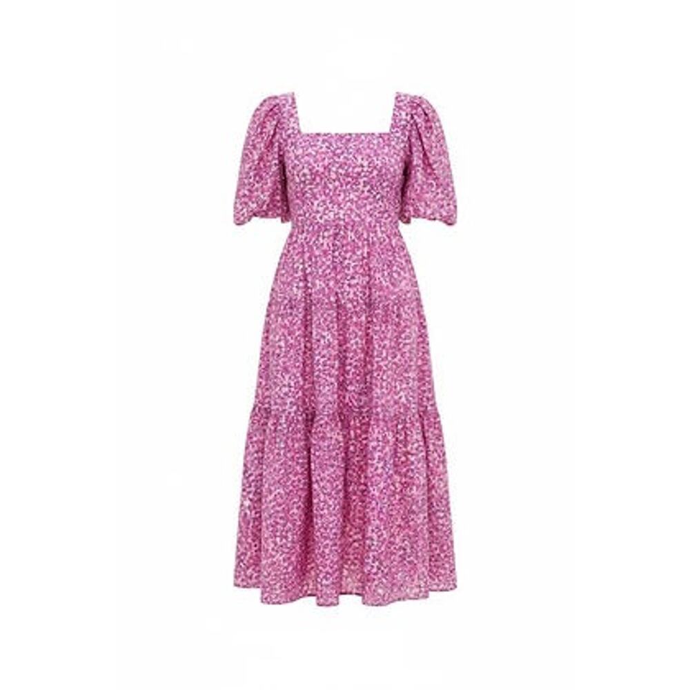 HYACINTH HOUSE Pink Multi Floral Estella Midi Dress Size M NWT - Picture 6 of 6
